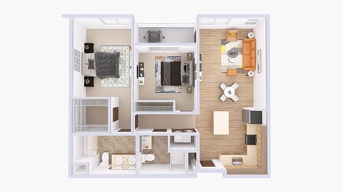 Floor plan for 2 beds, 2 baths, 1126 sqft